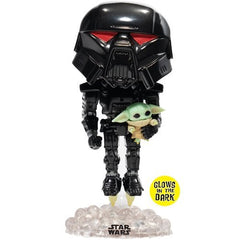 Star Wars: The Mandalorian Dark Trooper with Grogu Glow-in-the-Dark POP! Vinyl Figure - EE Exclusive