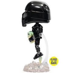 Star Wars: The Mandalorian Dark Trooper with Grogu Glow-in-the-Dark POP! Vinyl Figure - EE Exclusive